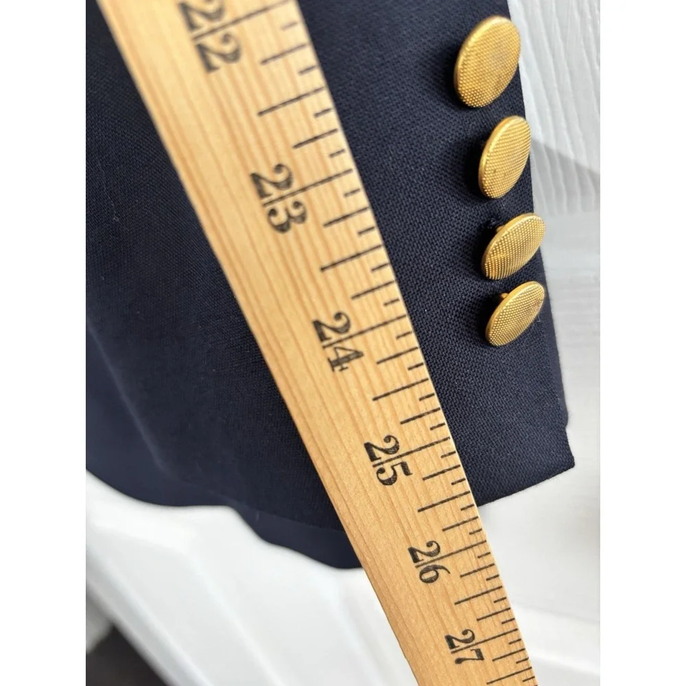 Lands' End 40R Gold Button‎ 100% Wool Blazer Sport Coat Jacket Navy Blue Preppy